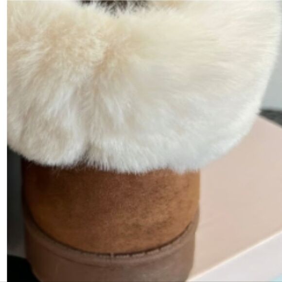 SO FAUX FUR SUEDE BOOTS Chestnut Sz 8 NWT - Picture 3 of 9